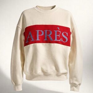 Bobbles and Lace Après Cream and Red Women's Sweatshirt, XS